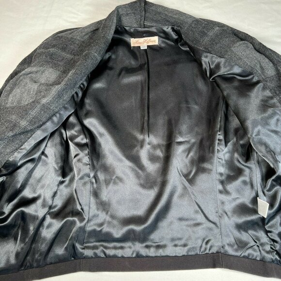 Mara Hoffman Blazer Jacket Velvet Button Attached Wool Scarf Black Gray S/M - Picture 10 of 14